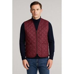 Barbour Polar Quilts Quilted Fleece-Lined Gilet Vest - Burgundy - XXL